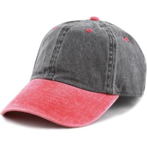 image:imageThe Hat Depot 100 Cotton Pigment Dyed Low Profile Dad Hat Six Panel Cap2 BlackRed