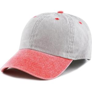 image:imageThe Hat Depot 100 Cotton Pigment Dyed Low Profile Dad Hat Six Panel Cap2 GrayRed