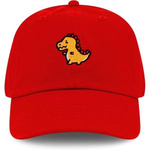 image:imageThe Hat Depot Kids American Flag amp Cute Embroidery Cotton Baseball Cap Hat1 Dinosaur 1  Red