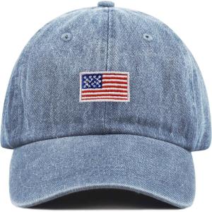 image:imageThe Hat Depot Kids American Flag amp Cute Embroidery Cotton Baseball Cap HatLight Denim