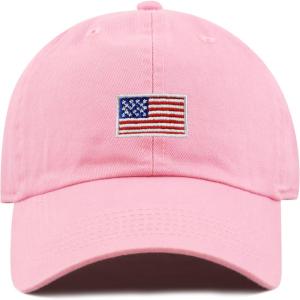 image:imageThe Hat Depot Kids American Flag amp Cute Embroidery Cotton Baseball Cap HatLight Pink