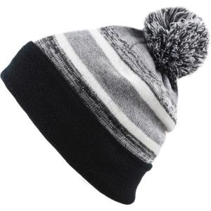 image:imageThe Hat Depot Kids Cuffed Beanie Knit Stripe Pom Winter HatBlack