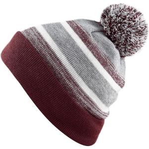 image:imageThe Hat Depot Kids Cuffed Beanie Knit Stripe Pom Winter HatBurgundy
