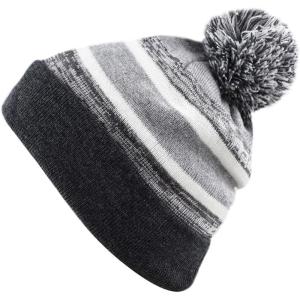 image:imageThe Hat Depot Kids Cuffed Beanie Knit Stripe Pom Winter HatCharcoal