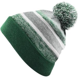 image:imageThe Hat Depot Kids Cuffed Beanie Knit Stripe Pom Winter HatDark Green
