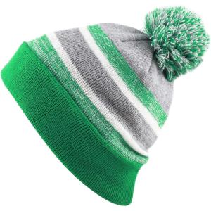 image:imageThe Hat Depot Kids Cuffed Beanie Knit Stripe Pom Winter HatKelly Green