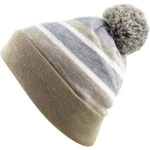image:imageThe Hat Depot Kids Cuffed Beanie Knit Stripe Pom Winter HatKhaki