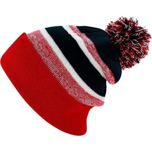image:imageThe Hat Depot Kids Cuffed Beanie Knit Stripe Pom Winter HatRedBlack