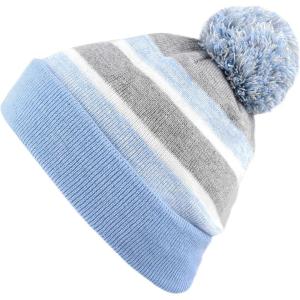 image:imageThe Hat Depot Kids Cuffed Beanie Knit Stripe Pom Winter HatSky Blue