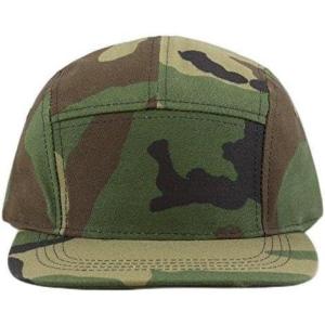 image:imageThe Hat Depot Made in USA Cotton Twill 5 Panel Flat Brim Genuine Leather Brass Biker Board CapCamo1