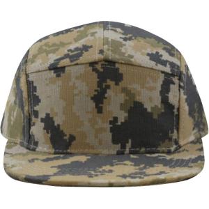 image:imageThe Hat Depot Made in USA Cotton Twill 5 Panel Flat Brim Genuine Leather Brass Biker Board CapCamo4