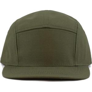 image:imageThe Hat Depot Made in USA Cotton Twill 5 Panel Flat Brim Genuine Leather Brass Biker Board CapOlive