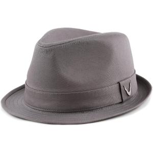 image:imageThe Hat Depot Unisex Cotton Wool Blend Herringbone Trilby Fedora Hats Large Cotton Charcoal