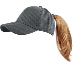 image:imageThe Hat Depot Women High Ponytail Sun Protect Structured Deep Fitted Athletic Baseball Cap HatGray