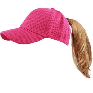 image:imageThe Hat Depot Women High Ponytail Sun Protect Structured Deep Fitted Athletic Baseball Cap HatHot Pink
