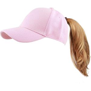 image:imageThe Hat Depot Women High Ponytail Sun Protect Structured Deep Fitted Athletic Baseball Cap HatLight Pink
