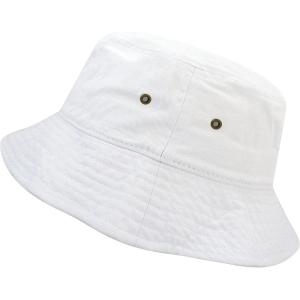 image:imageThe Hat Depot Youth Kids Washed Cotton amp Lightweight Nylon Packable Bucket Travel Hat Cap0 White