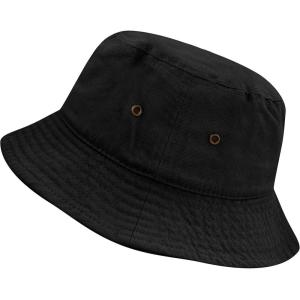 image:imageThe Hat Depot Youth Kids Washed Cotton amp Lightweight Nylon Packable Bucket Travel Hat CapBlack