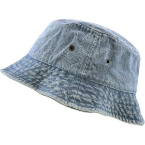 image:imageThe Hat Depot Youth Kids Washed Cotton amp Lightweight Nylon Packable Bucket Travel Hat CapBlue Denim