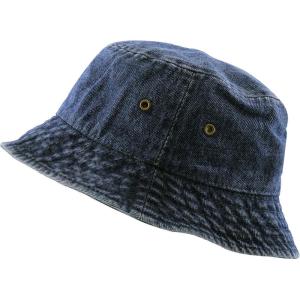 image:imageThe Hat Depot Youth Kids Washed Cotton amp Lightweight Nylon Packable Bucket Travel Hat CapDark Denim