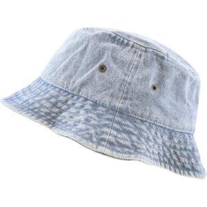 image:imageThe Hat Depot Youth Kids Washed Cotton amp Lightweight Nylon Packable Bucket Travel Hat CapLight Denim