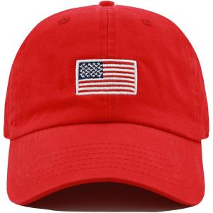 image:imageUSA Flag amp Embroidery Premium 100 Cotton Low Profile Adjustable Baseball Dad Cap1 Flagred