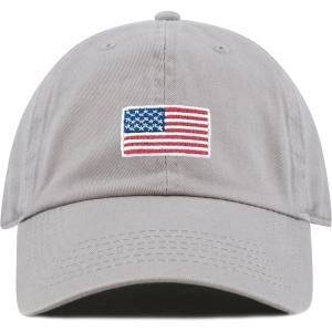 image:imageUSA Flag amp Embroidery Premium 100 Cotton Low Profile Adjustable Baseball Dad CapFlaggrey