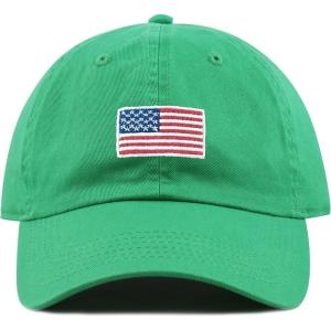 image:imageUSA Flag amp Embroidery Premium 100 Cotton Low Profile Adjustable Baseball Dad CapFlagkelly Green
