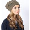 image:imageChemo Slouchy Style Baggy Beanie Cancer Headwear for Women Fleece Lining Winter Hat4 Cross  Khaki