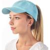 image:imageCotton Baseball Cap Dad Hat  Washed Low Profile Adjustable Hat for Men Women Casual Outdoor Running Golf1 Ponytail  Aqua