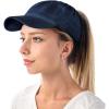 image:imageCotton Baseball Cap Dad Hat  Washed Low Profile Adjustable Hat for Men Women Casual Outdoor Running Golf1 Ponytail  Navy