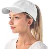 image:imageCotton Baseball Cap Dad Hat  Washed Low Profile Adjustable Hat for Men Women Casual Outdoor Running Golf1 Ponytail  White