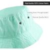 image:imageCotton Bucket Hat Packable Sun Hat  Unisex Summer Travel Beach Fisherman Hat for Men Women Outdoor Fishing HikingAqua