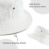 image:imageCotton Bucket Hat Packable Sun Hat  Unisex Summer Travel Beach Fisherman Hat for Men Women Outdoor Fishing HikingWhite