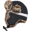 image:imageFaux Fur Safety Reflective Aviator Trapper Hat Snow Ski Trooper Winter Cap1 Reflective  Black