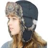 image:imageFaux Fur Safety Reflective Aviator Trapper Hat Snow Ski Trooper Winter Cap1 Reflective  Off Black