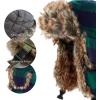 image:imageFaux Fur Safety Reflective Aviator Trapper Hat Snow Ski Trooper Winter Cap3 Plaid  Green