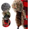 image:imageFaux Fur Safety Reflective Aviator Trapper Hat Snow Ski Trooper Winter Cap3 Plaid  Red