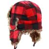 image:imageFaux Fur Safety Reflective Aviator Trapper Hat Snow Ski Trooper Winter Cap3 Plaid  Red