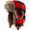 image:imageFaux Fur Safety Reflective Aviator Trapper Hat Snow Ski Trooper Winter Cap3 Plaid  Red