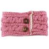 image:imageTHE HAT DEPOT Womens Cable Knit Hand Made Headband With Button Detail PInk