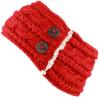 image:imageTHE HAT DEPOT Womens Cable Knit Hand Made Headband With Button Detail Red
