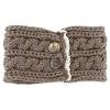 image:imageTHE HAT DEPOT Womens Hand Made Cable Knit Hand Made Headband With Button Detail Khaki