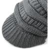 image:imageThe Hat Depot  Visor Beanie Unisex Winter Knit Skull Beanie with Brim Hat1 Gray