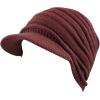 image:imageThe Hat Depot  Visor Beanie Unisex Winter Knit Skull Beanie with Brim Hat2 Slouchy  Burgundy