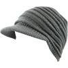 image:imageThe Hat Depot  Visor Beanie Unisex Winter Knit Skull Beanie with Brim Hat2 Slouchy  Dark Gray