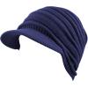 image:imageThe Hat Depot  Visor Beanie Unisex Winter Knit Skull Beanie with Brim Hat2 Slouchy  Navy