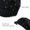 image:imageThe Hat Depot  Visor Beanie Unisex Winter Knit Skull Beanie with Brim Hat3 Flower  Black