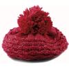 image:imageThe Hat Depot  Winter Multi Color Pom Pom Knit Beret Hat2 Style 2  Burgundy