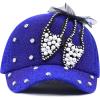 image:imageThe Hat Depot 200h5368sbeaded Crystal Rhinestone Shoes Design Glitter Cap 6colorsRoyal